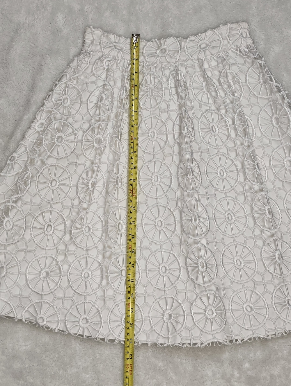 Tibi New York White Guipure Lace Medallion Crochet Cotton A-line Skirt Sz.0 - Picture 13 of 14